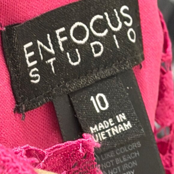 Enfocus Studio Fuchsia Lace  Dress W/ Flutter Sleeves Size 10 dress - Picture 2 of 10